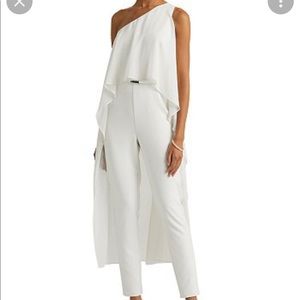 RALPH LAUREN ONE SHOULDER CAPE JUMPSUIT